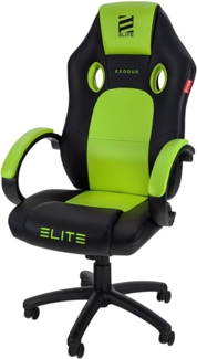 ELITE Gaming Stuhl MG100 EXODUS - Ergonomischer Bürostuhl - Schreibtischstuhl - Chefsessel - Sessel - Racing Gaming-Stuhl - Gamingstuhl - Drehstuhl - Chair - Kunstleder Sportsitz (Schwarz/Neongrün)