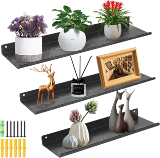 Uten Wandregal aus Metall, Schweberegal 3er Set,Länge 40/35/30 cm, Regale für Wände, für Dekos, Wohnzimmer, Badezimmer, Küche