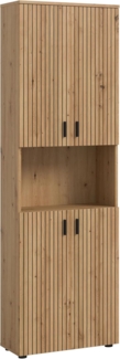 xonox. home – Badschrank Mone 60 x 192 x 30 cm in Korpus und Front Artisan Oak Nachbildung – holzfarbener Badschrank Hochschrank für Badezimmer – modern & platzsparend