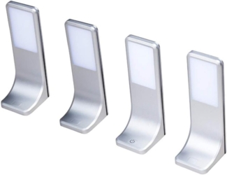 kalb LED Unterbauleuchte LED Unterbauleuchte, flach dimmbar mit Touch-Schalter, silbergrau, 4er Set, warmweiß