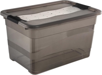 keeeper Aufbewahrungsbox mit Deckel und Schiebeverschluss, 52 l, Transparent, Crystal Grey