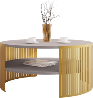 Couchtisch Fahugin Gold, Beine und Seiten aus Stahl (Farbe: Gold / Cashmere)