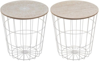 Set mit 2 Beistelltischen aus Metall und MDF in Weiß