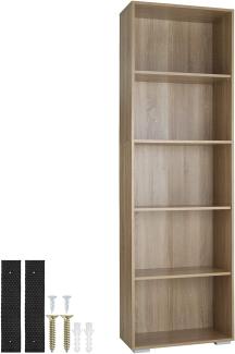 tectake Bücherregal Bücherständer Lexi 5 Fächer 60x30x190cm, Einzelstück, MDF