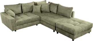 riess-ambiente Ecksofa KENT 220cm grün · Couch aus Cord in L-Form inkl. Hocker mit Federkern, Einzelartikel 1 Teile, Wohnzimmer · Wohnlandschaft · Eckcouch · flexible Ottomane · Modern