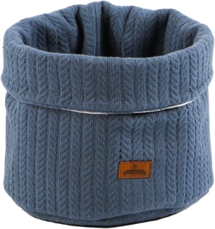 Aufbewahrungskorb Leevke Jeansblau Baumwolle Zopfstrickmuster 22x22cm