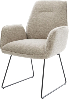 Esszimmerstuhl Zoa-Flex Webstoff Soft Beige Kufengestell Schwarz Taschenfederkern