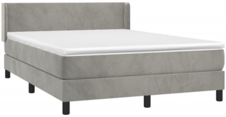 vidaXL Boxspringbett mit Matratze Hellgrau 140x200 cm Samt 3130841