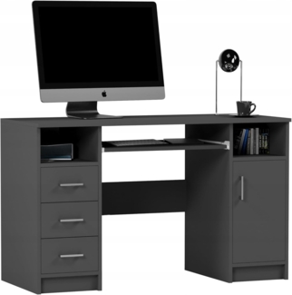 Home Collective Schreibtisch mit 3 Schubladen, Tastaturablage und Tür, 120 x 50 x 73 cm, Anthrazit