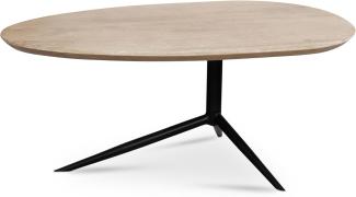 FINEBUY Couchtisch FB102788 (86,5 cm Sofatisch Mango Massivholz Weiß getüncht), Wohnzimmertisch Kaffeetisch, Tisch Wohnzimmer