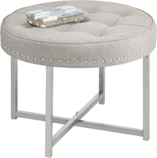 Sitzhocker Polsterhocker rund mit moderner Nietenverzierung mDesign grau silber