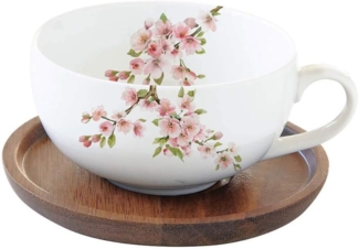 Easy Life 1082SAKU Tasse A the 25 cl aus Porzellan + Untertassenn Acacia Sakura, mehrfarbig