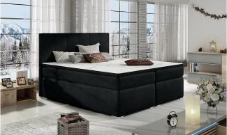 Stylefy Jupiter Boxspringbett Schwarz Velours KRONOS 180x200 cm