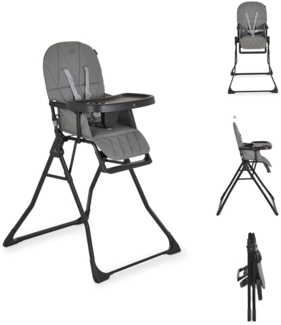 Cangaroo Kinderhochstuhl Waffel, Fußstütze verstellbar, zusammenklappbar, Gurt grau