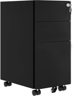 Abschließbarer Aktenschrank mit 3 Schubladen, Büroschubladen mit Schlüsseln, kompakter, schlanker, tragbarer Metall-Aktenschrank, vormontierter Büroschrank für A4/Brief/Legal,