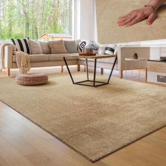 Paco Home Waschbarer Teppich Wohnzimmer Schlafzimmer Kurzflor rutschfest Flauschig Weich Moderne Einfarbige Muster, Grösse:240x340 cm, Farbe:Beige 2