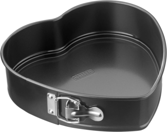 Original Kaiser Classic Springform- Herzbackform 25 x 26 x 7 cm, Herz-Springform antihaftbeschichtet, Kuchenform Herz auslaufsicher, gleichmäßige Bräunung, Backform Herz, Schwarz