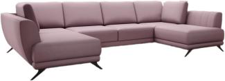 Designer Sofa Nina mit Schlaffunktion Stoff Rosé