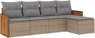 vidaXL 5-tlg. Garten-Sofagarnitur mit Kissen Beige Poly Rattan 3260001
