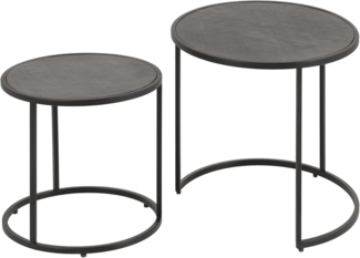 riess-ambiente Couchtisch MOUNTAIN SOUL 60cm schwarz · runde Wohnzimmertische aus Naturstein (Set, 2-St), Eisen-Gestell · 1,3cm Naturstein-Tischplatte · fertig montiert