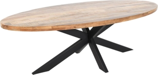 riess-ambiente Esstisch GALAXIE 240cm natur Mangoholz – schwarzes Sterngestell aus Metall (Einzelartikel, 1-St), ovale Massivholz-Platte, Industrial Design, Platz für 12 Personen