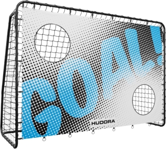 Hudora 'Trainer' Fußballtor mit Torwand, Motiv 'Goal', Stahl schwarz, 213 x 152 x 76 cm