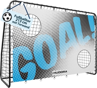 Hudora 'Trainer' Fußballtor mit Torwand, Motiv 'Goal', Stahl schwarz, 213 x 152 x 76 cm