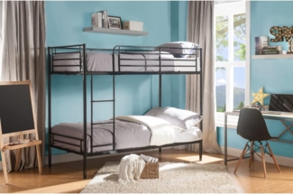 Vente-unique - Etagenbett - 2 x 90 x 190 cm - Schwarz - DUOTIS II