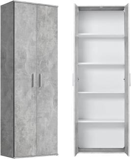 mokebo® Mehrzweckschrank 60cm Breite mit Einlegeböden 'Der Lange' moderner Aktenschrank in Grau aus Holz, Schrank & Haushaltsschrank | 60x180x34 (B/H/T in cm) | Betonoptik