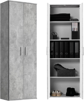 mokebo® Mehrzweckschrank 60cm Breite mit Einlegeböden 'Der Lange' moderner Aktenschrank in Grau aus Holz, Schrank & Haushaltsschrank | 60 x 180 x 34 (B/H/T in cm) | Betonoptik