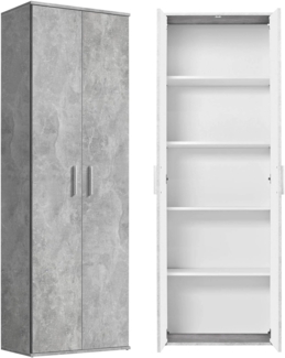 mokebo® Mehrzweckschrank 60cm Breite mit Einlegeböden 'Der Lange' moderner Aktenschrank in Grau aus Holz, Schrank & Haushaltsschrank | 60 x 180 x 34 (B/H/T in cm) | Betonoptik