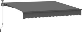 Outsunny Markise mit Handkurbel Solar-Lichte,Wandhalterung, UV 50+ (Klemmmarkise, 1-St, Gelenkarmmarkise) 400 cm breit für Terrasse Balkon Veranda, Grau