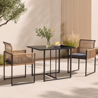 Gartenmöbelset Accadia 3-tlg. Schwarz/Braun [casa. pro]