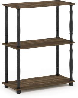 Furinno 3-Ebenen kompaktes Mehrzweck-Regal mit klassischem Rohr, holz, Columbia Walnut/Schwarz, 29. 46x59. 94x75. 18 cm