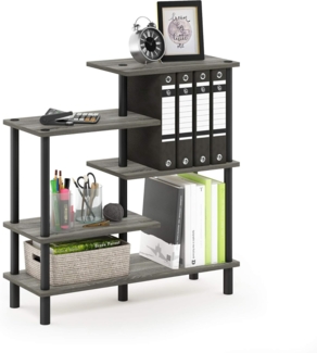 Furinno Akzent-Deko-Regal mit unterschiedlichen Ebenen, holz, Französische Eiche Grau/Schwarz, 29. 49 x 80 x 82. 5 cm