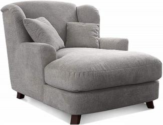 Cavadore XXL-Sessel Assado / Großer Polstersessel mit Holzfüßen und großer Sitzfläche / Inkl. 2 Zierkissen / 109 x 104 x 145 / Webstoff Hellgrau
