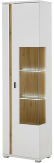 Vitrine Bellport in weiß matt und Eiche 55 x 200 cm
