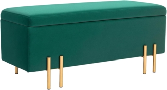HOMCOM Sitzbank mit Stauraum (Polsterbank, 1-St, Truhenbank), Stoff, Metall, Gummiholz, Schaumstoff, Grün, 100 x 40 x 42 cm