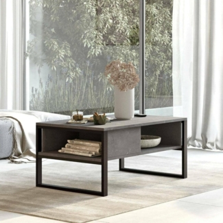 Dmora - Wohnzimmertisch Astraia, Niedriger Wohnzimmertisch, Kaffeeregal, Couchtisch für Sofa, 100x60h44 cm, Silber