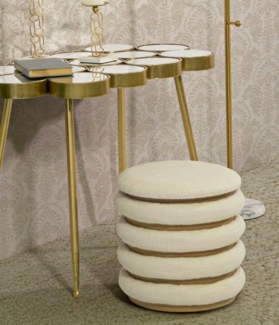 Dmora - Pouf Benna, Mehrzwecksessel, Sitzsack, Hockerhocker, 40x40 h42 cm, Weiß