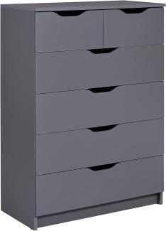 Kommode mit Schubladen | Sideboard | Schubladenschrank | Für Schlafzimmer, Wohnzimmer, Badezimmer | Grau | Bietet viel Stauraum | Holzwerkstoff | Robust | Pflegeleicht | Silenzia 2S4S