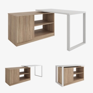 Platan Room Schreibtisch Drehbarer Eckschreibtisch Rio 3-in-1 Kommode Tisch