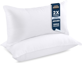 Utopia Bedding 2er Set Kissenfüllung 40x80 cm, Innenkissen Füllkissen Kopfkissen Sofakissen (Weiß)