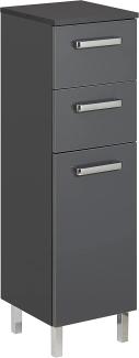 Pelipal Badezimmerschrank; 311 in Grau-Anthrazit, Glanz 30 cm breit | Badschrank; mit 1 Tür, 2 Schubkästen und 1 Glas-Einlegeboden