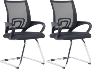 CLP 2er Set Freischwinger Eureka mit Netzbezug und Armlehnen,schwarz