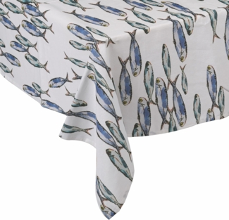 Villa d'Este Home Tivoli Tischdecke, 140x240 cm, 100% Baumwolle, 10/12 Plätze, Coastal-Stil, Paranza