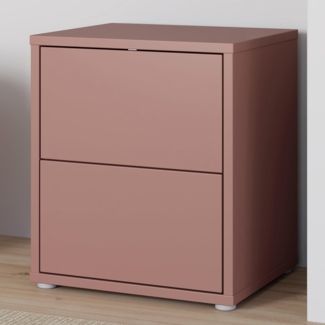 Forte Alice Springs Nachtkommode 50, Schrank mit 2 Schubladen, Nachtschrank, Schlafzimmer, Holzwerkstoff, Terrakotta, 49,8 cm breit x 57,5 cm hoch x 41,5 cm tief