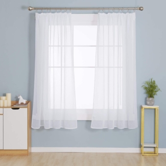Deconovo Vorhang Gardinen Kräuselband Wohnzimmer Transparent Vorhänge für 2er Set, Store