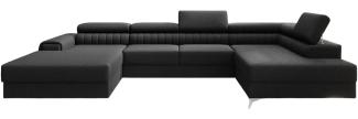 Designer Sofa Collina mit Schlaf- und Klappfunktion Stoff Schwarz Rechts