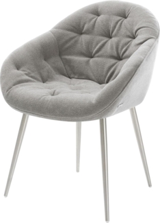 Esszimmerstuhl Gaio-Flex Strukturstoff Soft Grau 4-Fuß konisch Edelstahl